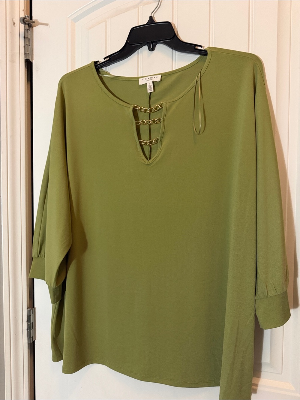 Rafaella Olive Green Chain-Detail Blouse